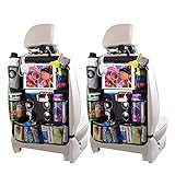 Swetup 2 Stück Auto Rückenlehnenschutz, Rücksitz Autositz Organizer für Kinder, Autositz-Schoner wasserdicht mit 15 Zoll Durchsichtigem iPad-Tablet-Halter, Kick Matten S