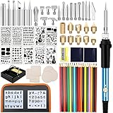 UELEGANS Brandmalerei Lötkolben Set, 82PCS Brandmalkolben, Mit 60W Einstellbarer Temperatur 200-450 °C, Holzbrandmalerei Für Profi Hobbyb