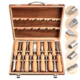 XINLEE 12-Teiliges Set Holzschnitz-Handmeißel-Werkzeug, Schnitzwerkzeuge, Professionelle Holzbearbeitungs-Meißel, Legierter Stahl-Meißel-Satz, Mit Holz-Aufbewahrungskoffer, Ideal Für Anfäng