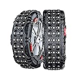 DFLKP Winterauto-Schneeketten, Schnee-Spezialschneeketten, mit Entwässerungsrillen, Mangan-Stahlnägel, TPU-Material, geeignet für Autos, SUVs, Geländefahrzeuge,195/65 R15