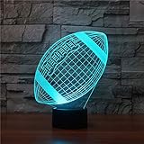 3D American Rugby Football Illusions Lampen Tolle 7 Farbwechsel Acryl berühren Tabelle Schreibtisch-Nachtlicht mit USB-Kabel für Kinder Schlafzimmer changeant lumières LED,