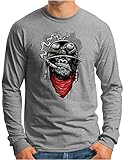 OM3® Gorilla-of-Duty Langarm Shirt | Herren | Smoking Monkey Biker Ape MC Rocker Army | Grau Meliert, S