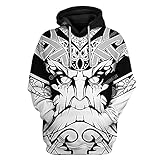 Unisex Vikings Hoodies Pullover Kapuze Sweatshirt Pop Tops Beiläufig Kapuzenpullover mit Tasche Cosplay Hoody Geburtstag Geschenk zum Herren Damen Jungs Mädchen Kinder,Schwarz,M