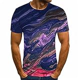 T-Shirt Herren Sommer 3D Druck Rundhals Tops Herren Regular Fit Kurzarm Stretch Sportshirt Herren Moderner Urban Style Shirt Herren Lässig Komfortabel Tops H