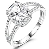 RXSHOUSH Damen-Ehering, Verlobungsring, 925er Sterlingsilber, Edelsteinring, Mädchenring, Silberschmuck