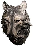 WQQLQX Statue Wanddekoration Tierskulptur Wand Hängende Tierkopf Wolf Kopf Büste Skulptur, Wandmontage Wolf Skulp
