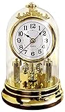 Weltbild Tischuhr Gold mit Glasglocke - Standuhr Nostalgisch Deko Vintage Wohnzimmer Uhr mit Glashaube Kleine Uhr zum Hinstellen als Kaminuhr Antik Drehpendeluhr Glasglocke Deko Home Table Clock