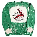 TYTUOO Mode Damen Sweatshirt Casual Bluse Pullover Weihnachten Pullover Xmas Tunika Tee Shirt Langarm Rundhals Top, F-grün, S