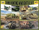 Zvezda 5204 1:72 WWII Battle Set Tank Hunting-Modellbausatz,Plastikbausatz, Bausatz zum Zusammenbauen, detaillierte Nachbildung, unlack