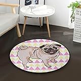 Mnsruu Französische Bulldogge, runder Teppich, für Wohnzimmer, Schlafzimmer, Durchmesser: 92