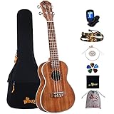 Winzz Ukulele Konzert 23 Zoll Erwachsene Kinder Anfänger Set, Ukulele Holz KOA Beste fü