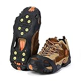 CHUER Schuhspikes, Ice Klampen Traktion rutschfeste über Schuhe/Stiefel 10 StollenSchnee Ice Grips Steigeisen Stollen Spikes für High Altitude Wandern EIS Schnee - L
