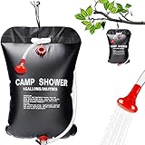 Camping Dusche Set, Tragbare Solar Wassersack, 20L Mobile Solardusche Camping Dusche Set, Outdoor Warmwasser Duschsack für Garten, Reisedusche mit Duschkopf Schlauch T