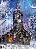Malen Nach Zahlen Erwachsene Anfänger Kinder Mädchen - DIY Ölgemälde auf Leinwand Geschenk Malen Nach Zahlen Kits-Weihnachtskirche Home Haus Deko Ohne Rahmen 40x50