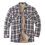 Finetyu Herren Langarm Kariertes Bequemes Button-up Thermohemd Flanellhemd Winterjacke Gefüttert Fleecefutter Schützendem Innenfutter Holzfällerhemd Arbeitshemd Plüsch Plaid Print Umlegekragen M