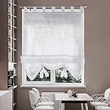 i@HOME 2pcs Voile Raffrollo 60 x 155 cm Raffgardinen mit Schlaufen Fenstervorhang Scheibengardinen für Fenster (Weiß, 60 x 155 cm)