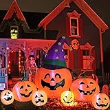 Kalolary 7.9FT Halloween Deko Aufblasbarer Kürbis, Halloween Dekoration Set Halloween Party Dekoration Aufblasbare Kürbisdekoration mit eingebauten LEDs Gartendekorationen im F