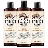 MAN ALIVE Duschgel für Männer, 500 ml Herren-Duschgel und Gesichtswaschmittel enthält einen maskulinen Duft, vegan, SLS-frei und sulfatfrei. Ideales Geschenk für Männer (Original, 3er-Pack)