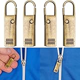 Reißverschluss Anhänger zur Reparatur, 4 Pack, aus Metall, Farbe Bronze, Ersatz Zipper für Reißverschluss, Reißverschluss Schieber für Mantel, Koffer, Jeans, Tasche, Reißverschluss Puller L