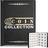 Münzalbum Taschenalbum Münzen Aufbewahrung Sammelalbum, 282 Münzsammelalbum münzsammler Geldwährung, Pfennige, Viertel, Euromünzen Sammelalbum für Münzen 20-45mm, Pressed Penny Menunzenalbum (Schwarz)