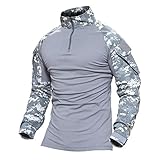 MAGCOMSEN Langarmshirts Herren Armee Combat Shirt Taktisch Oberteil Männer Sweatshirt Slim Fit Trainingsshirt Atmungsaktiv Robust Shirt Military Funktionsshirts ACU XL