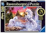 Ravensburger Puzzle 14873 - Einhörner am Fluss - 500 Teile Puzzle für Erwachsene und Kinder ab 10 Jahren, Leuchtpuzzle mit Einhörnern, Leuchtet im Dunk