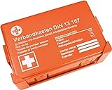 HierBeiDir Betriebsverbandskasten DIN 13157, Erste Hilfe Koffer mit Wandhalterung, Verbands-Kasten gemäß ASR, inkl. N