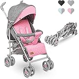 Lionelo Irma Kinderwagen Klappbarer Buggy mit Rückenlehnenverstellung 6-Zoll-Rädern (Pink)