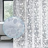 LEMON CLOUD Duschvorhang 180x200cm Anti-Schimmel, Wasserdicht Vorhang an Badewanne Antibakteriell, mit Gewicht Magnet unten 3D Steinmuster, 100% Peva, inkl. 12 Duschvorhangringen k