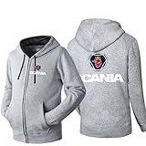 SHIXXEU97 Herren Sportswear mit Kapuze SCA-Nia Hoodies, Männer Sweatshirt Hoodie Jacke Pullover Casual Cardigan Langarm-Fashion Kapuzenjacken Sports Volle Reißverschlussjacken,Grau,XXL