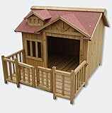 Wiltec Luxus XL Hundehütte Hundehaus Holz Balkon Garten Terrasse H