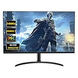 YANGMAN 32 Zoll 4K UHD Monitor, 144Hz DSC, 1Ms, VESA 100 * 100, Flickerfree, 3840X2160,400Cd/M², HDMI/DP,Lowblue Light Für Arbeit, Gaming Und Unterhaltung Zu H