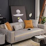 Sofa-Überwürfe,Gemütlich Schonbezug Sofabezug Anti Slip Anti-Dropping Armlehne Rückenlehne Abdeckung,Neuer wasserdichter Sofabezug,Für Ledersofas,hellgrau_110×240