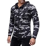 Yowablo Kapuzenpullover Pullover Sweatshirt Herren Hoodie Casual Hoodie Pullover Sweatshirt Langarm Kapuzen-Strickjacke Herren Casual Slim Langarm Camouflage Zipper (XL,1schwarz)