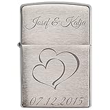 Zippo Chrom-Optik Sturmfeuerzeug mit Gravur - Personalisierte Benzin Feuerzeug mit Geschenk-Box - Geschenkidee für Frauen und Männer - Motiv: H