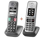 Gigaset Generationen-Set - Schnurloses Telefon Family + Seniorentelefon DECT-Telefon schnurlos für Router - Fritzbox, Speedport kompatibel - anthrazit g