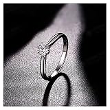 Einstellbarer Ring Klassische Hochzeitsringe for Frauen for Immer Einfach Stil Sechs Krallen Kubikzirconia Hochzeitsgeschenk Modeschmuck Ringe öffnen Ring (Color : White Gold Clear 33, Size : 8)