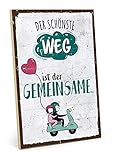 TypeStoff Holzschild mit Spruch – gemeinsamer Weg – im Vintage-Look mit Zitat als Geschenk und Dekoration zum Thema Liebe, Hochzeit und H