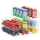 Kühlschrank Organizer, Fridge Organizer 8er Set, Speisekammer Vorratsbehälter mit Griff, Stapelbar Kühlschrank Ordnungssystem kuhlschrankorganizer für Küchen/Schränke/Schublade- 25.5 x 10 x 7.7