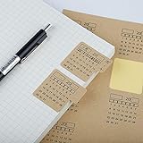 4 Blatt 2020 Kraftpapier Handwritten Kalender Notebook Index-Aufkleber Kalender Aufkleber Organisator Kawaii Briefpap
