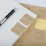 4 Blatt 2020 Kraftpapier Handwritten Kalender Notebook Index-Aufkleber Kalender Aufkleber Organisator Kawaii Briefpap