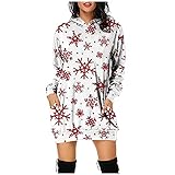 Weihnachten Pulli Kleid Kapuzenpullover Kostüm Cartoon Drucken Oberteil Langarmshirt LäSsig Sweatshirt FrüHling Herbst Winter Shirts Festliche Geschenk