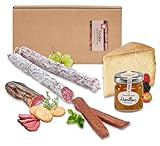 Almgourmet, Geschenkset 'Tiroler Probierbox' - Zusammenstellung aus 5 Tiroler Produkten - mit Filet, Käse und Konfitü