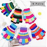 6 Paare Stretch Vollfinger Handschuhe,vollfinger Handschuhe Kinder,Winter Warme Strickhandschuhe für Jungen und Mädchen,kinderhandschuhe vollfinger (Zufällige Farbe)