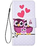 Felfy Kompatibel mit iPhone 6 Plus / 6S Plus Lederhülle, Rosa EuleMuster PU Leder Tasche Magnetish Klapphülle Schutzhülle mit Kartenfach Brieftasche Ständer Flipcase Handyhülle für iPhone 6S