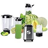 ZEEGMA Vitamine Multifunktion 4-in-1 Standmixer 1050W mit 1L Krug, Elektrischer Juicer Blender, Smoothie Maker mit Safe Lock, Kaffeemühle, Kreuzklingen, 2x Klingen-Sätze, 2x 600ml Travel Sp