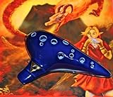Zelda Ocarina AC 12-Loch dunkelblau mit Polstertasche, Notenbuch mit Grifftabelle in fester, dekorativer Kartonbox