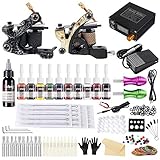 Solong Tattoo-Set 2 Tattoo Maschine 10 Tinten Netzteil Pedal Nadeln Griffe Tipps TK222