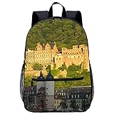 BIANWENSUAI 3D-gedruckte Schultasche für Jungen für Studentenmode Rucksack Heidelberger Schloss-Unisex Schultasche Rucksack Freizeit Schulausflug -Größe: 45x30x15 cm/17 Zoll-Kinderschulrucksack