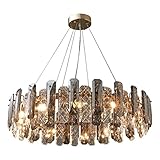 SSMDYLYM Wohnzimmer Rundes Gold Metall E4 LED Pendelleuchten Moderne K9 Kristall Pendelleuchte Home Deco Beleuchtung Luminarias Foxtures (Size : D50)